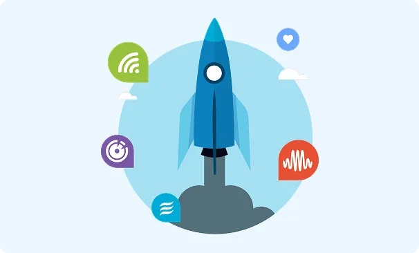 Illustration of a rocket ready to take off due to MetaGeek apps
