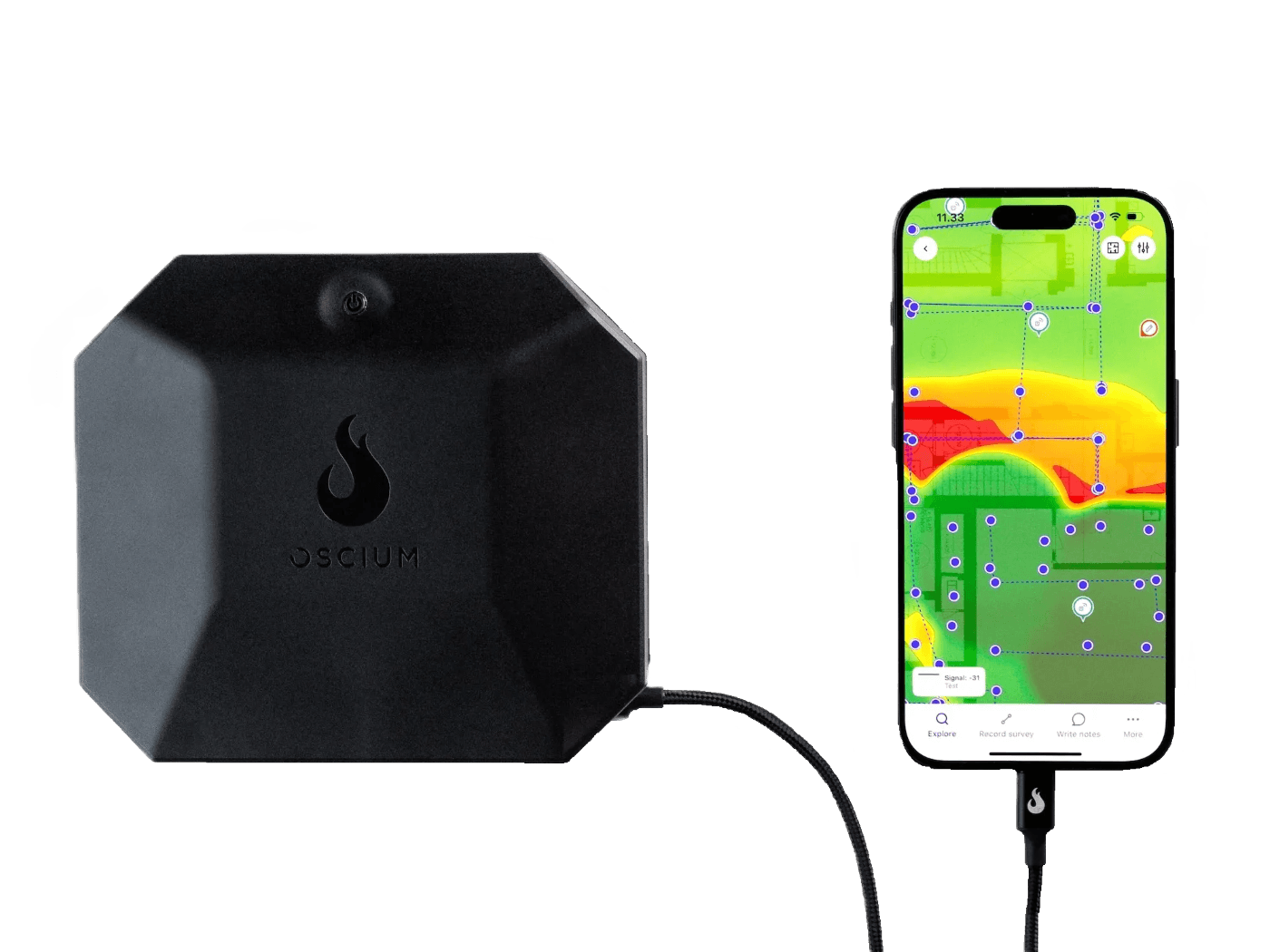 Oscium Nomad in use with an iPhone